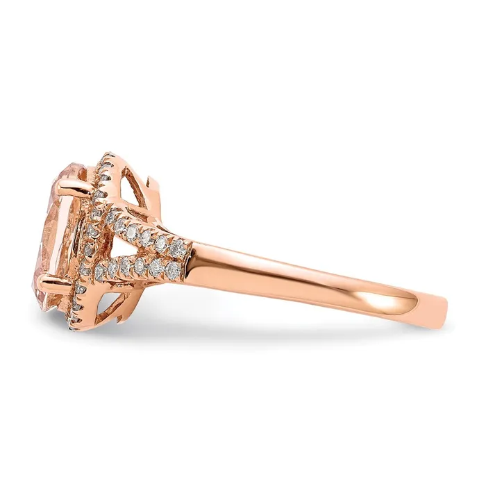 Rings Goldiacom 14k Rose Gold Morganite Real Diamond Ring