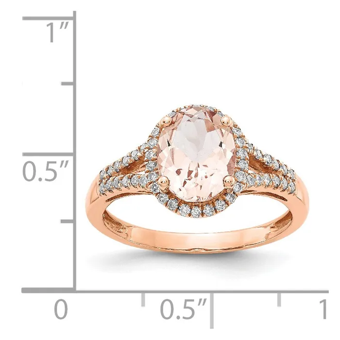 Rings Goldiacom 14k Rose Gold Morganite Real Diamond Ring