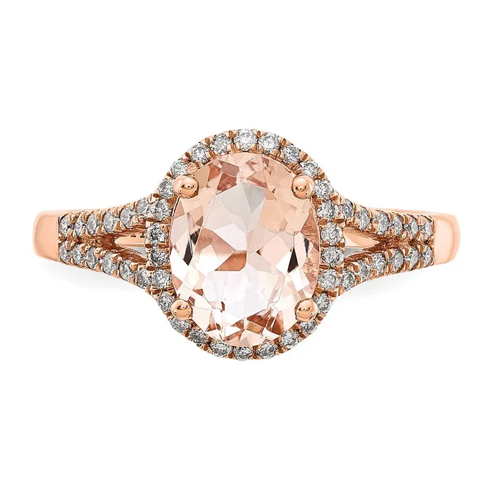 Rings Goldiacom 14k Rose Gold Morganite Real Diamond Ring