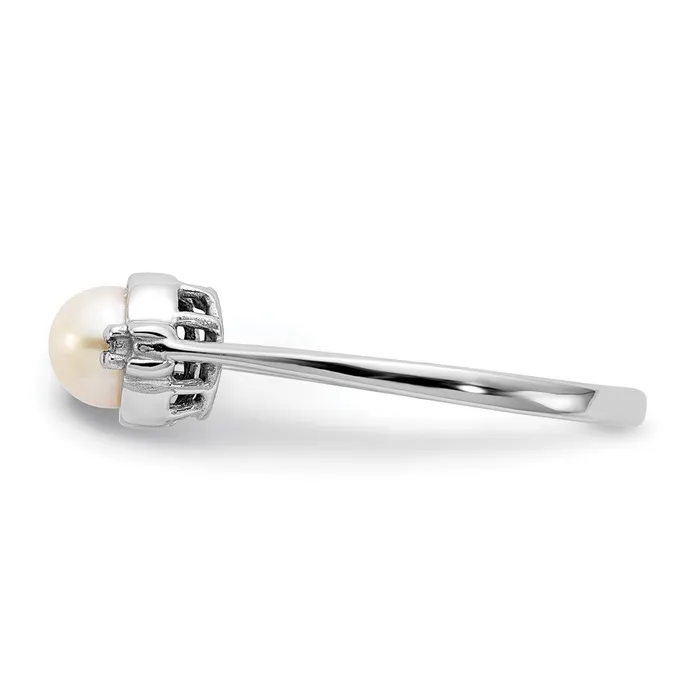 Rings Goldiacom 14k White Gold 5mm FW Cultured Pearl AAA Real Diamond ring