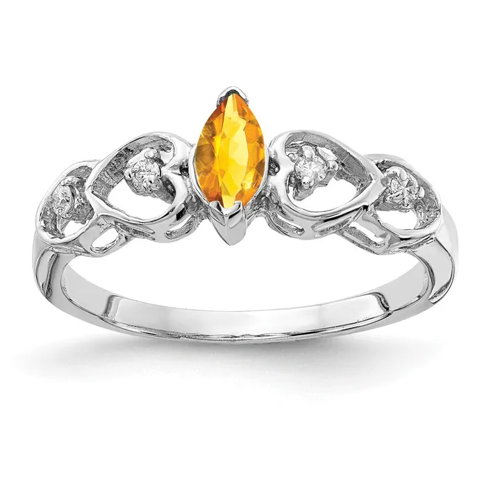 Rings Goldiacom 14k White Gold 6x3mm Marquise Citrine A Real Diamond ring Rings Goldiacom 14k White Gold 6x3mm Marquise Citrine A Real Diamond ring