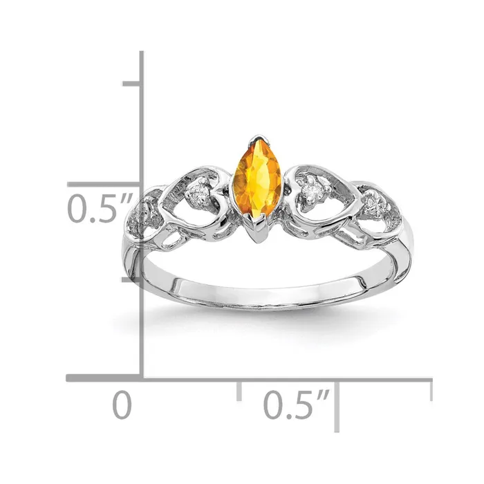 Rings Goldiacom 14k White Gold 6x3mm Marquise Citrine A Real Diamond ring