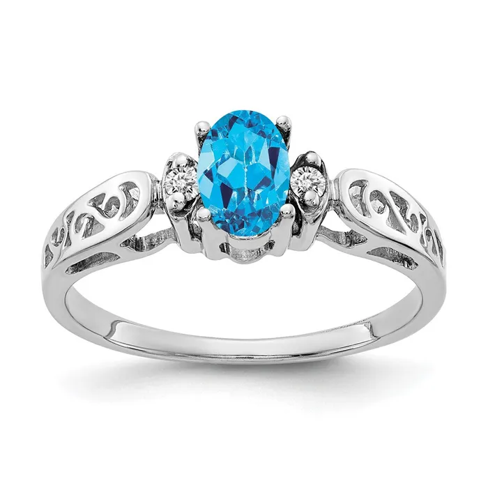 Rings Goldiacom 14k White Gold 6x4mm Oval Blue Topaz Checker A Real Diamond ring Rings Goldiacom 14k White Gold 6x4mm Oval Blue Topaz Checker A Real Diamond ring