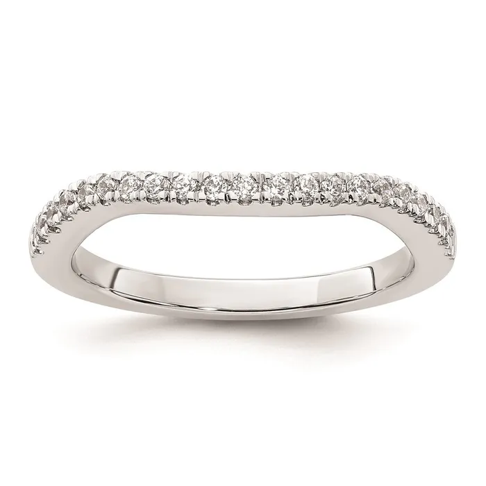 Rings Goldiacom 14K White Gold Real Diamond Contoured Wedding Band