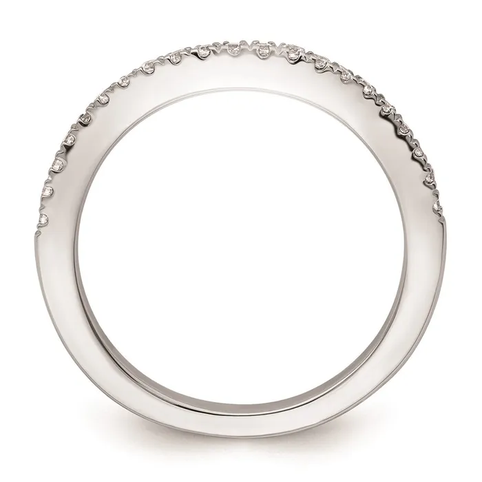 Rings Goldiacom 14K White Gold Real Diamond Contoured Wedding Band
