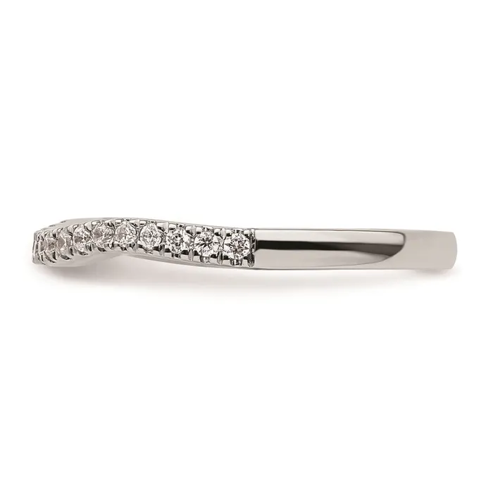 Rings Goldiacom 14K White Gold Real Diamond Contoured Wedding Band