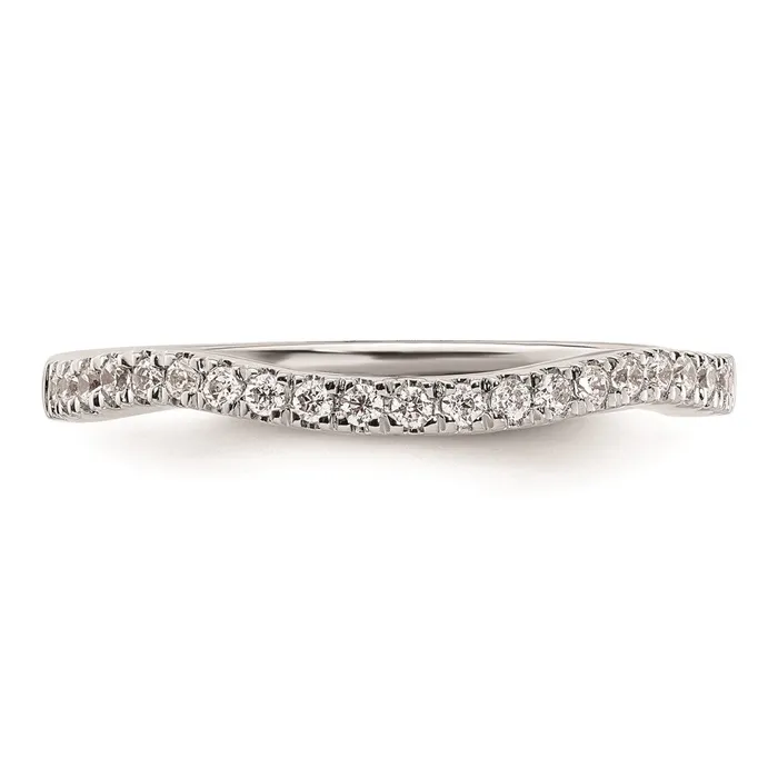 Rings Goldiacom 14K White Gold Real Diamond Contoured Wedding Band