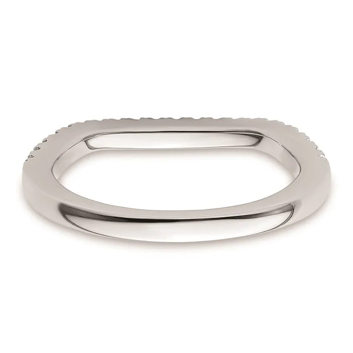 Rings Goldiacom 14K White Gold Real Diamond Contoured Wedding Band