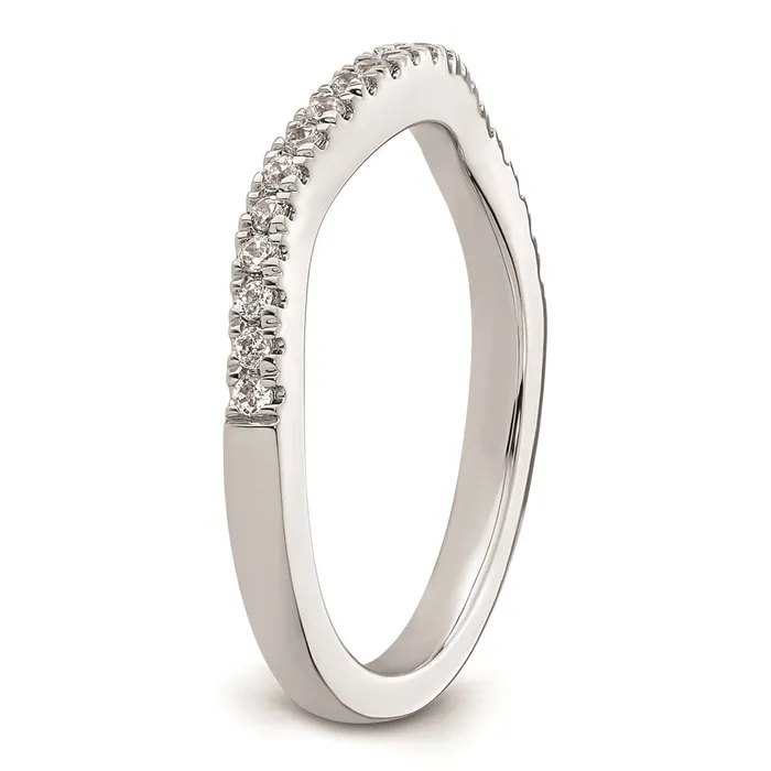 Rings Goldiacom 14K White Gold Real Diamond Contoured Wedding Band