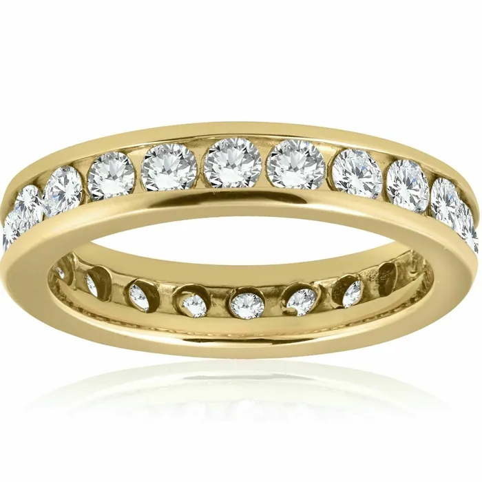 Rings Goldiacom 14K Yellow Gold 2 ct Channel Set Eternity Womens Anniversary Wedding Band Ring Rings Goldiacom 14K Yellow Gold 2 ct Channel Set Eternity Womens Anniversary Wedding Band Ring