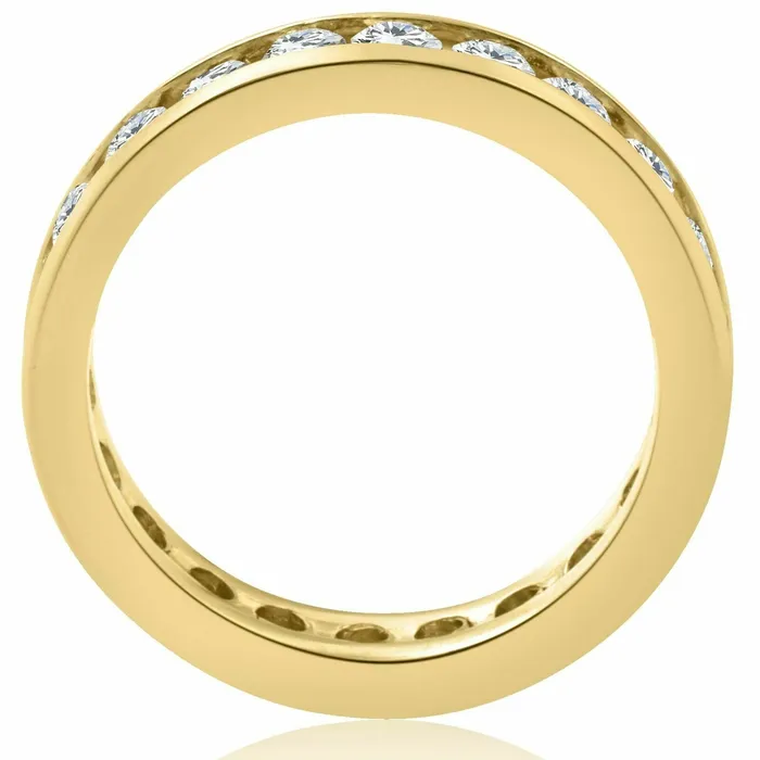 Rings Goldiacom 14K Yellow Gold 2 ct Channel Set Eternity Womens Anniversary Wedding Band Ring