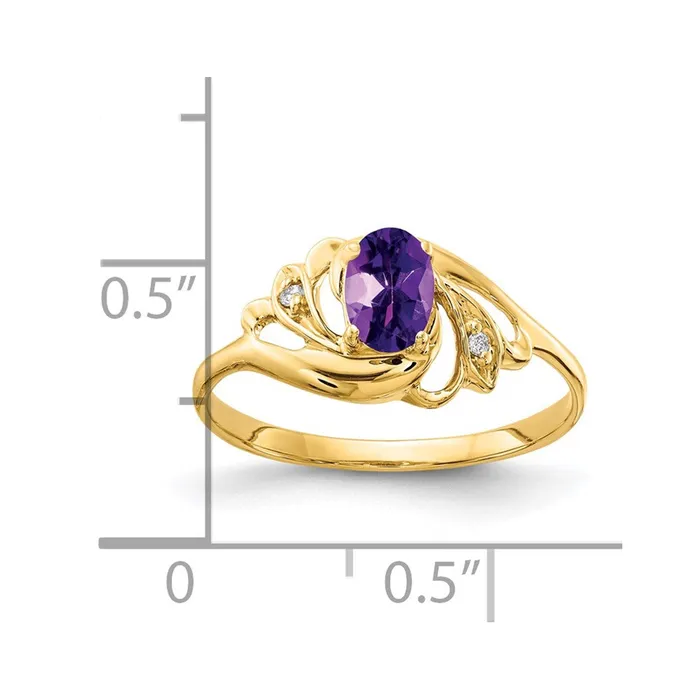 Rings Goldiacom 14K Yellow Gold 6x4mm Oval Amethyst A Real Diamond ring