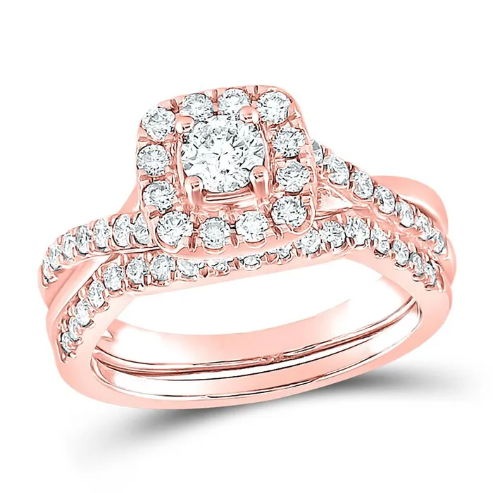 Rings Goldiacom Certified 10 Ct Round Diamond Bridal Engagement Ring Set 14K Rose Gold Rings Goldiacom Certified 10 Ct Round Diamond Bridal Engagement Ring Set 14K Rose Gold