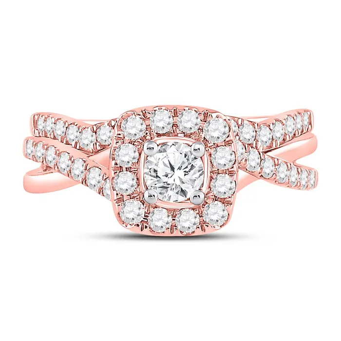 Rings Goldiacom Certified 10 Ct Round Diamond Bridal Engagement Ring Set 14K Rose Gold Rings Goldiacom Certified 10 Ct Round Diamond Bridal Engagement Ring Set 14K Rose Gold