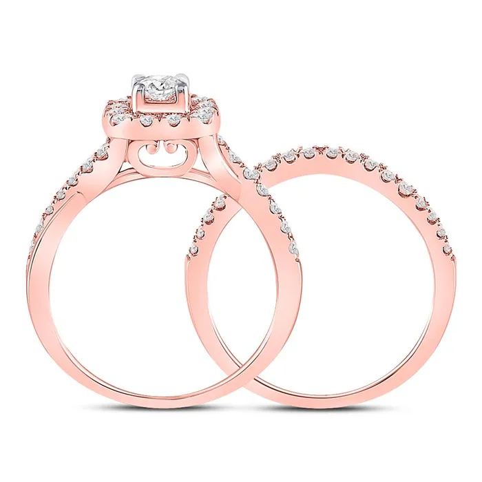 Rings Goldiacom Certified 10 Ct Round Diamond Bridal Engagement Ring Set 14K Rose Gold Rings Goldiacom Certified 10 Ct Round Diamond Bridal Engagement Ring Set 14K Rose Gold