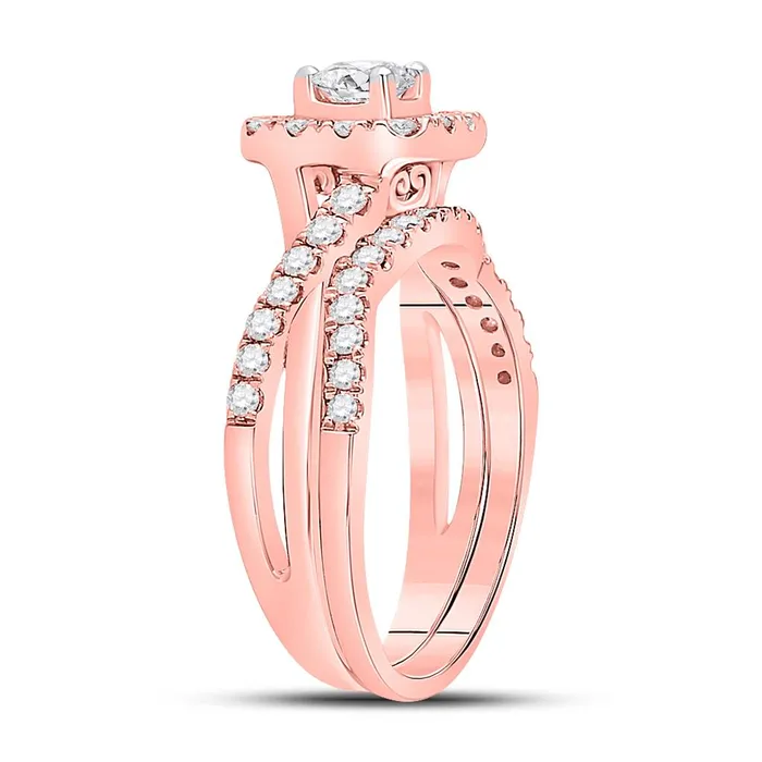 Rings Goldiacom Certified 10 Ct Round Diamond Bridal Engagement Ring Set 14K Rose Gold Rings Goldiacom Certified 10 Ct Round Diamond Bridal Engagement Ring Set 14K Rose Gold