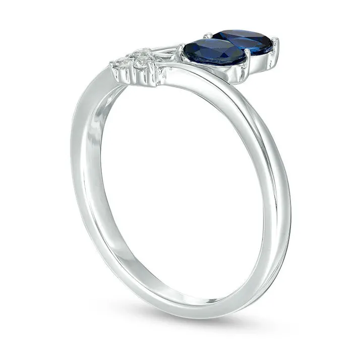 Rings Goldia Marquise LabCreated Blue and White Sapphire Arrow Bypass Ring in Sterling Silver Rings Goldia Marquise LabCreated Blue and White Sapphire Arrow Bypass Ring in Sterling Silver