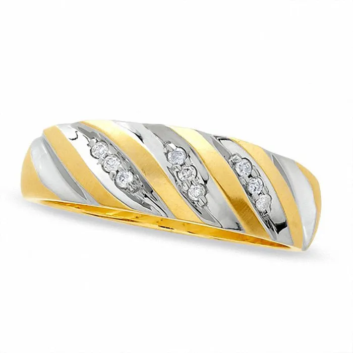 Rings Goldia Mens 013 CT TW Natural Diamond Wedding Band in Solid 10K TwoTone Gold Rings Goldia Mens 013 CT TW Natural Diamond Wedding Band in Solid 10K TwoTone Gold