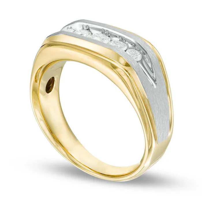Rings Goldia Mens 050 CT TW Natural Diamond Five Stone Wedding Band in Solid 14K TwoTone Gold Rings Goldia Mens 050 CT TW Natural Diamond Five Stone Wedding Band in Solid 14K TwoTone Gold