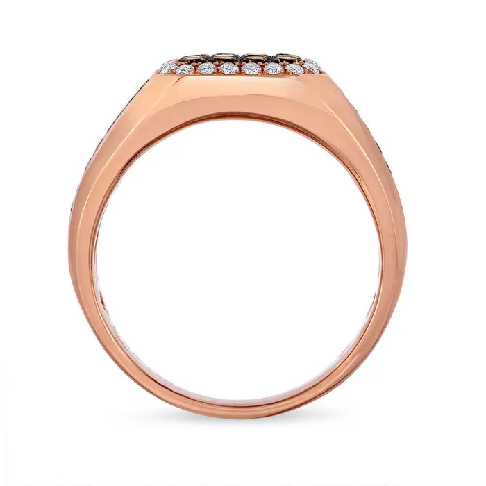 Rings Goldia Mens 113 CT TW Champagne and White Natural Diamond Octagonal Frame Ring in Solid 14K Rose Gold Rings Goldia Mens 113 CT TW Champagne and White Natural Diamond Octagonal Frame Ring in Solid 14K Rose Gold
