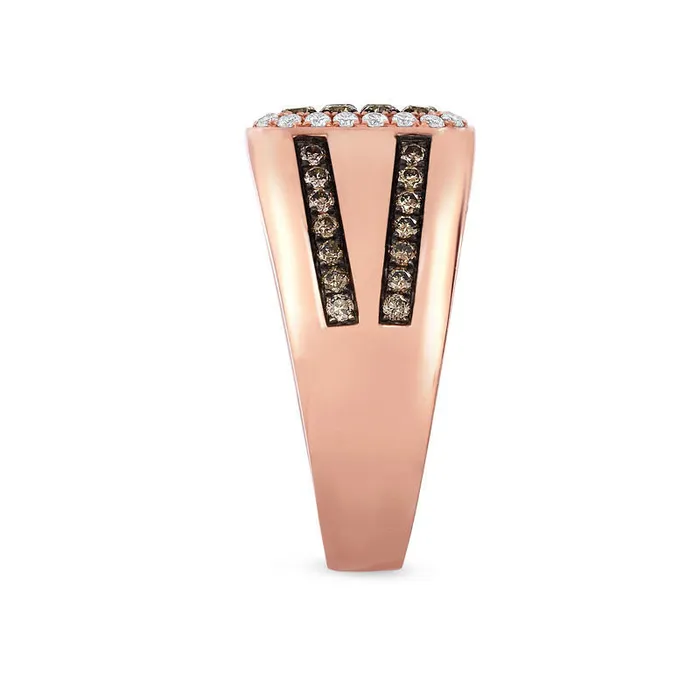 Rings Goldia Mens 113 CT TW Champagne and White Natural Diamond Octagonal Frame Ring in Solid 14K Rose Gold Rings Goldia Mens 113 CT TW Champagne and White Natural Diamond Octagonal Frame Ring in Solid 14K Rose Gold
