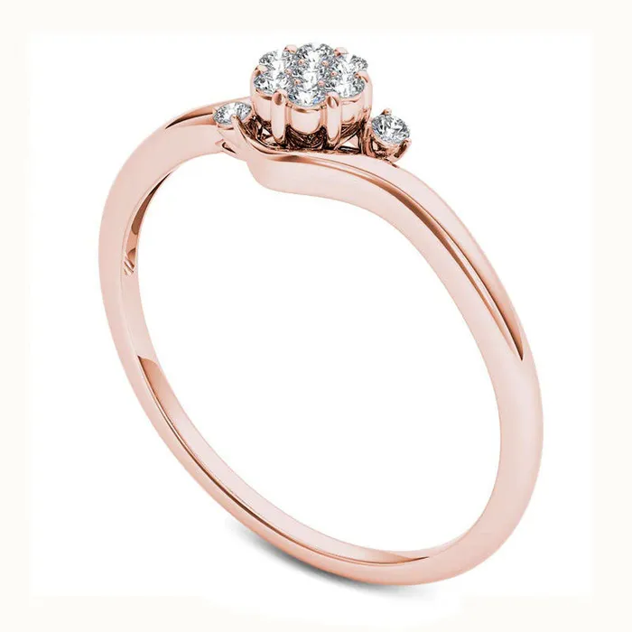 Rings Goldia Natural Diamond Accent Flower Bypass Promise Ring in Solid 10K Rose Gold Rings Goldia Natural Diamond Accent Flower Bypass Promise Ring in Solid 10K Rose Gold