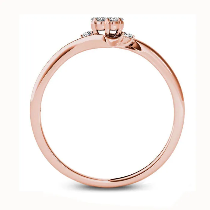 Rings Goldia Natural Diamond Accent Flower Bypass Promise Ring in Solid 10K Rose Gold Rings Goldia Natural Diamond Accent Flower Bypass Promise Ring in Solid 10K Rose Gold