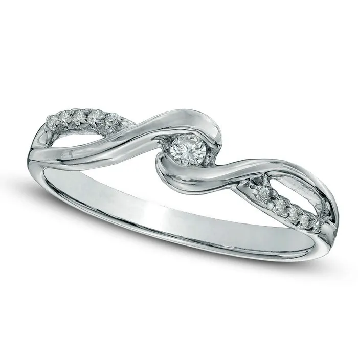 Rings Goldia Natural Diamond Accent Swirl Promise Ring in Solid 10K White Gold Rings Goldia Natural Diamond Accent Swirl Promise Ring in Solid 10K White Gold