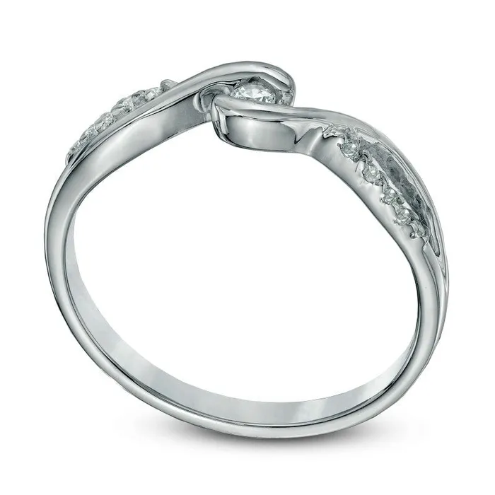 Rings Goldia Natural Diamond Accent Swirl Promise Ring in Solid 10K White Gold Rings Goldia Natural Diamond Accent Swirl Promise Ring in Solid 10K White Gold