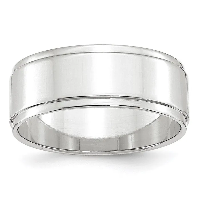 Rings Goldia Solid 10K White Gold 8mm Flat with Step Edge MensWomens Wedding Band Ring Size 7 Rings Goldia Solid 10K White Gold 8mm Flat with Step Edge MensWomens Wedding Band Ring Size 7