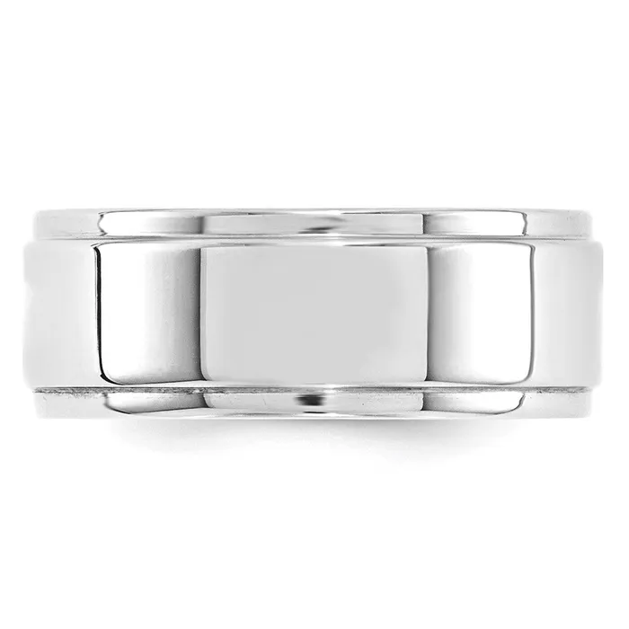 Rings Goldia Solid 10K White Gold 8mm Flat with Step Edge MensWomens Wedding Band Ring Size 7 Rings Goldia Solid 10K White Gold 8mm Flat with Step Edge MensWomens Wedding Band Ring Size 7