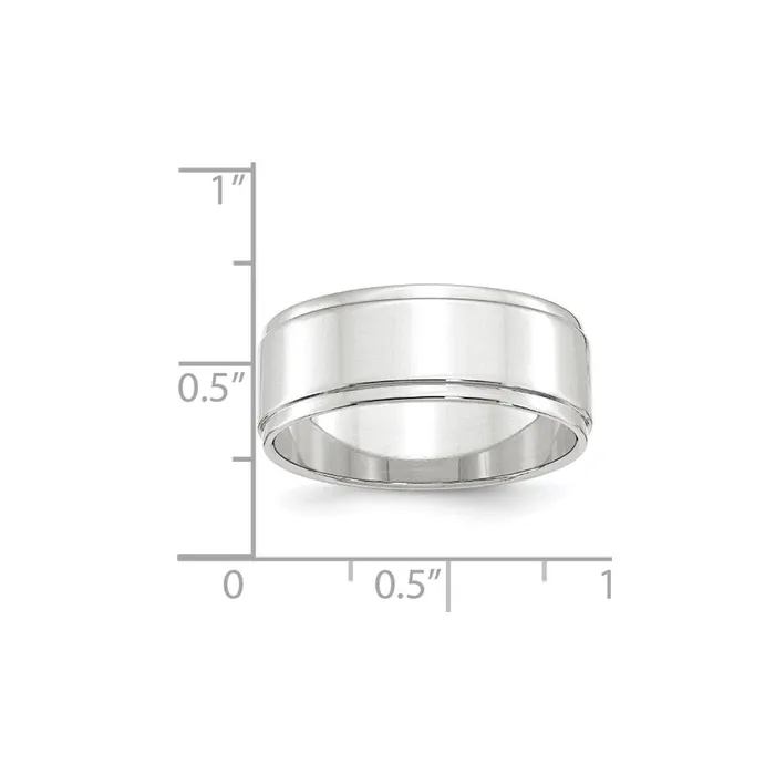 Rings Goldia Solid 10K White Gold 8mm Flat with Step Edge MensWomens Wedding Band Ring Size 7 Rings Goldia Solid 10K White Gold 8mm Flat with Step Edge MensWomens Wedding Band Ring Size 7