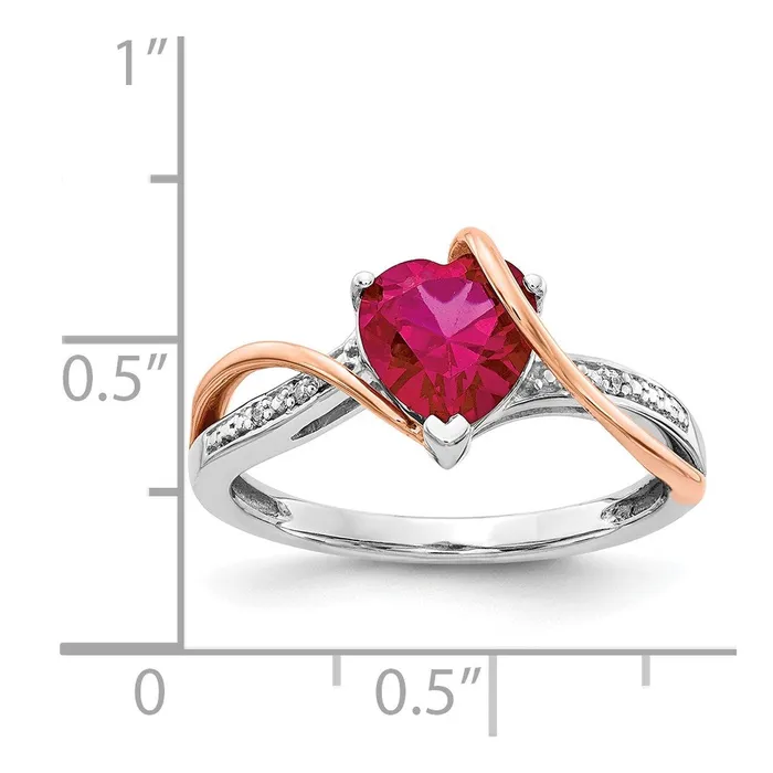 Rings Goldia Solid 14k Twotone Simulated CZ and Ruby Heart Twist Ring