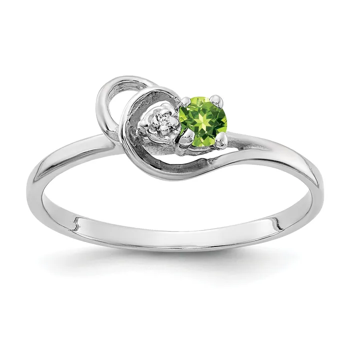 Rings Goldia Solid 14k White Gold 3mm Simulated Peridot VS CZ Ring
