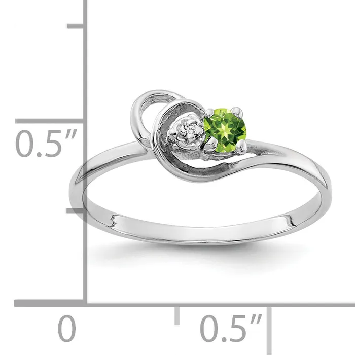 Rings Goldia Solid 14k White Gold 3mm Simulated Peridot VS CZ Ring