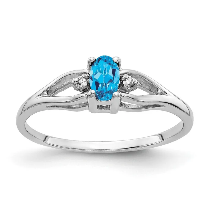 Rings Goldia Solid 14k White Gold 5x3mm Oval Simulated Blue Topaz A CZ Ring Rings Goldia Solid 14k White Gold 5x3mm Oval Simulated Blue Topaz A CZ Ring