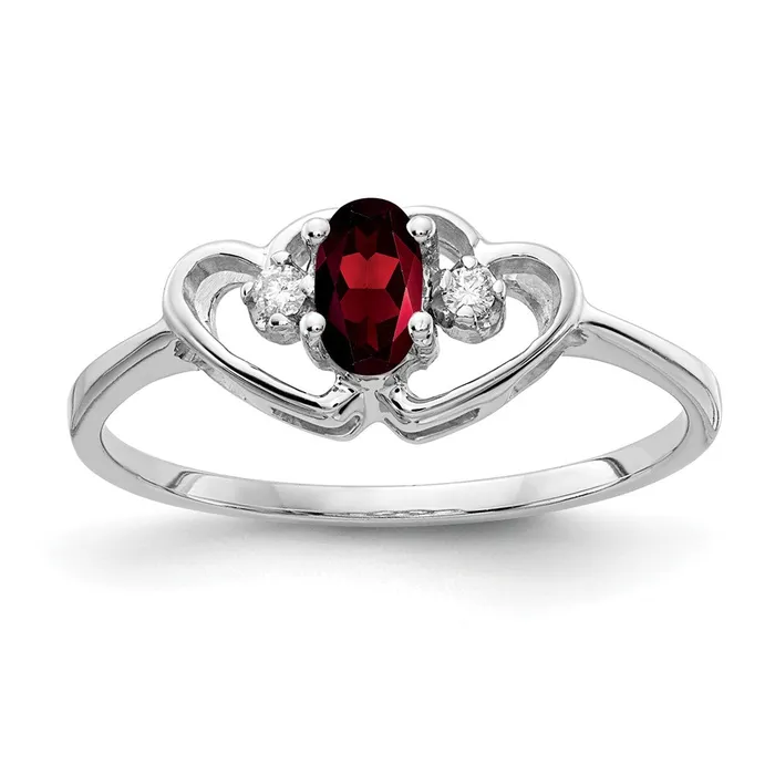 Rings Goldia Solid 14k White Gold 5x3mm Oval Simulated Garnet A CZ Ring