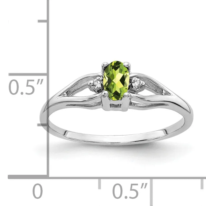 Rings Goldia Solid 14k White Gold 5x3mm Oval Simulated Peridot AA CZ Ring