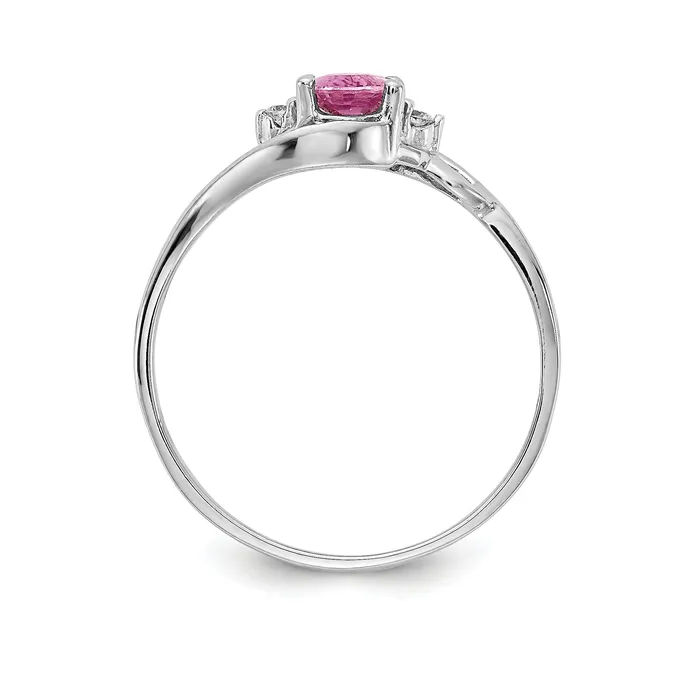 Rings Goldia Solid 14k White Gold 6x4mm Oval PinK Simulated Sapphire VS CZ Ring