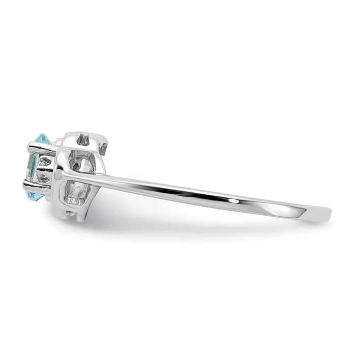 Rings Goldia Solid 14k White Gold 6x4mm Oval Simulated Blue Topaz AAA CZ Ring