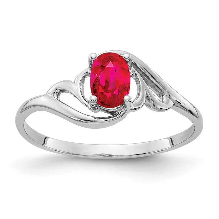 Rings Goldia Solid 14k White Gold 6x4mm Oval Simulated Ruby Ring