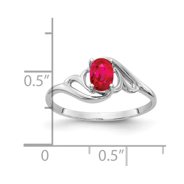 Rings Goldia Solid 14k White Gold 6x4mm Oval Simulated Ruby Ring