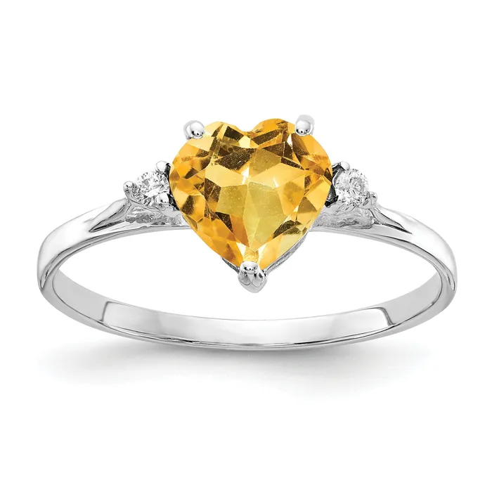 Rings Goldia Solid 14k White Gold 7mm Heart Simulated Citrine VS CZ Ring