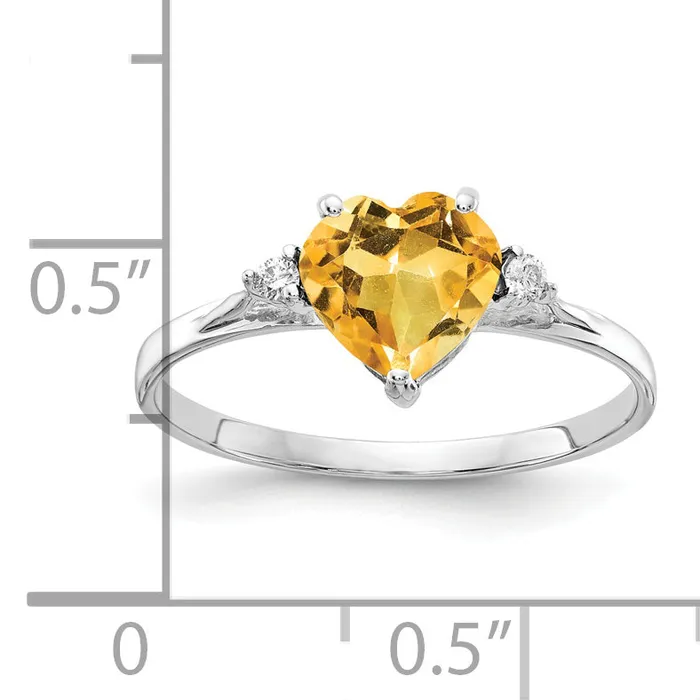 Rings Goldia Solid 14k White Gold 7mm Heart Simulated Citrine VS CZ Ring