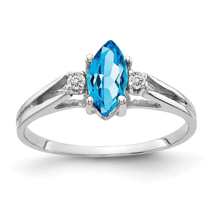 Rings Goldia Solid 14k White Gold 8x4mm Marquise Simulated Blue Topaz VS CZ Ring Rings Goldia Solid 14k White Gold 8x4mm Marquise Simulated Blue Topaz VS CZ Ring