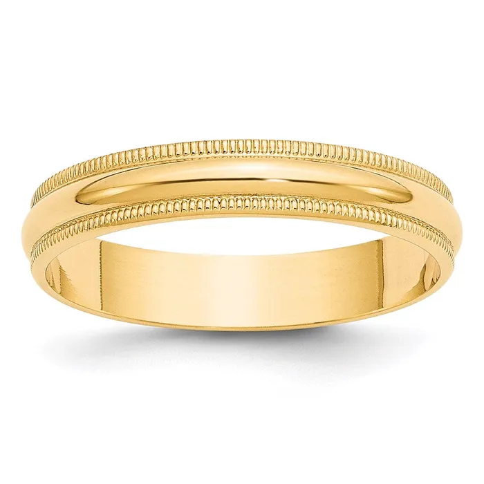 Rings Goldia Solid 14K Yellow Gold 4mm Light Weight Milgrain Half Round MensWomens Wedding Band Ring Size 4 Rings Goldia Solid 14K Yellow Gold 4mm Light Weight Milgrain Half Round MensWomens Wedding Band Ring Size 4