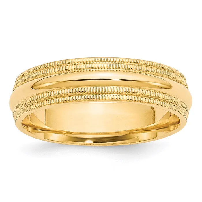 Rings Goldia Solid 14K Yellow Gold 6mm Double Milgrain Comfort Fit MensWomens Wedding Band Ring Size 55 Rings Goldia Solid 14K Yellow Gold 6mm Double Milgrain Comfort Fit MensWomens Wedding Band Ring Size 55