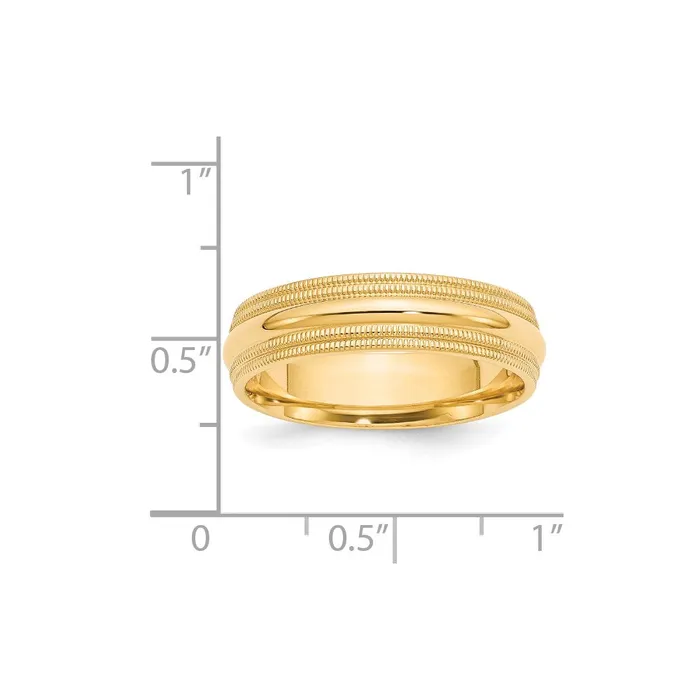Rings Goldia Solid 14K Yellow Gold 6mm Double Milgrain Comfort Fit MensWomens Wedding Band Ring Size 55 Rings Goldia Solid 14K Yellow Gold 6mm Double Milgrain Comfort Fit MensWomens Wedding Band Ring Size 55