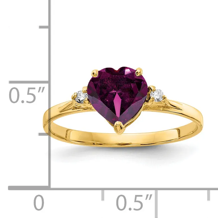 Rings Goldia Solid 14k Yellow Gold 7mm Heart Rhodolite Simulated Garnet A CZ Ring
