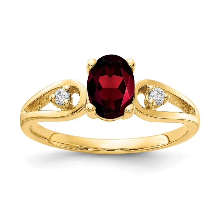 Rings Goldia Solid 14k Yellow Gold 7x5mm Oval Simulated Garnet VS CZ Ring Rings Goldia Solid 14k Yellow Gold 7x5mm Oval Simulated Garnet VS CZ Ring
